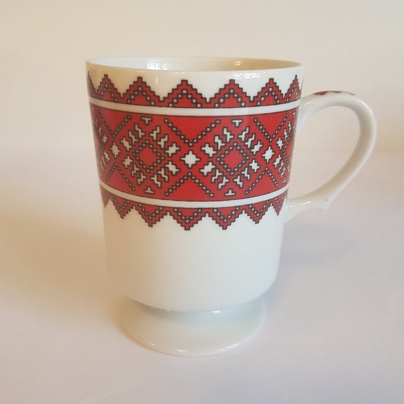 Vintage Ukrainian Mug Teacup Hand Decorated in Canada Ukrainian Pedestal Tea Cup - Picture 2 of 10